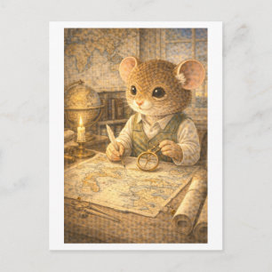 Carte Postale Souris de carrière comme cartographe