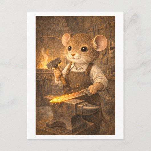 Carte Postale Souris de carrière comme forgeron (Devant)