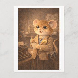 Carte Postale Souris de carrière comme journaliste/reporter