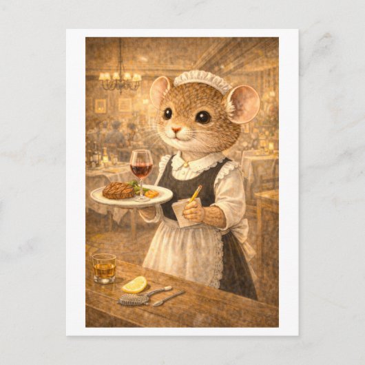 Carte Postale Souris de carrière comme serveuse (Devant)