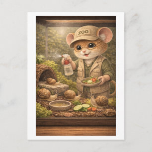 Carte Postale Souris de carrière comme soigneur de zoo