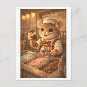 Carte Postale Souris de carrière comme vendeur de glace