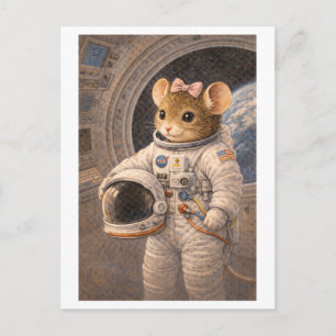 Carte Postale Souris de carrière en astronaute