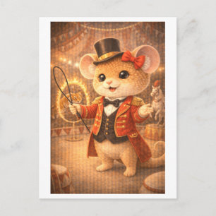 Carte Postale Souris de carrière en maître de cérémonie de cirqu