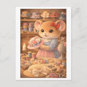 Carte Postale Souris de carrière en modiste / chapelier
