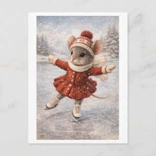 Carte Postale Souris de carrière en patineuse de glace