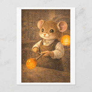 Carte Postale Souris de carrière en souffleur de verre
