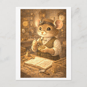 Carte Postale Souris de carrière en tant que fabricant d'horloge