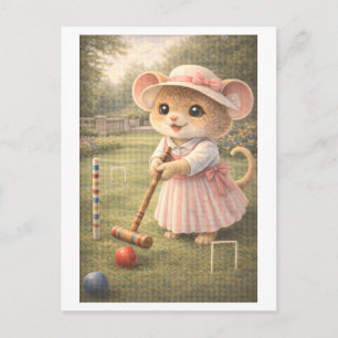 Carte Postale Souris de carrière en tant que joueur de croquet