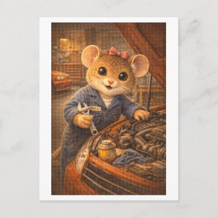 Carte Postale Souris de carrière en tant que mécanicien