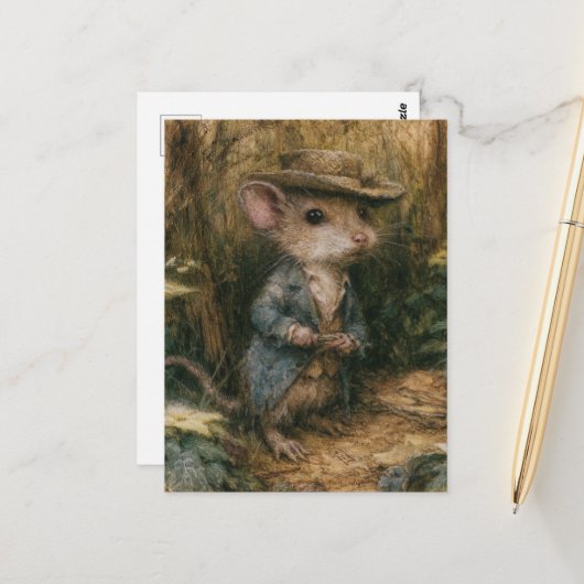 Carte Postale Souris de fantasy adorable (Devant/Arrière en situation)