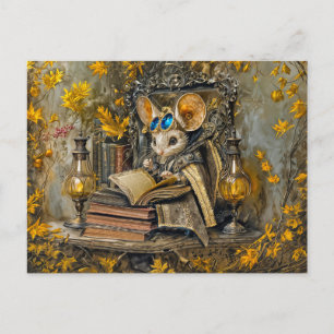 Carte Postale Souris de lecture steampunk