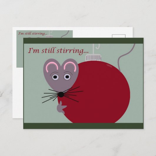 Carte Postale Souris de Noël avec ornement est toujours en train (Devant / Derrière)