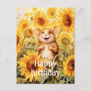 Carte Postale Souris de tournesol Jardin 14 de 17
