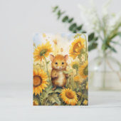 Carte Postale Souris de tournesol Jardin 17 de 17 (Debout devant)