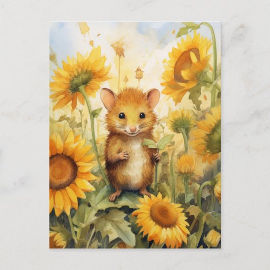 Carte Postale Souris de tournesol Jardin 17 de 17 (Devant)