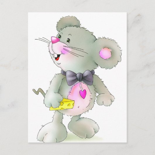 Carte Postale Souris drôle avec fromage (Devant)