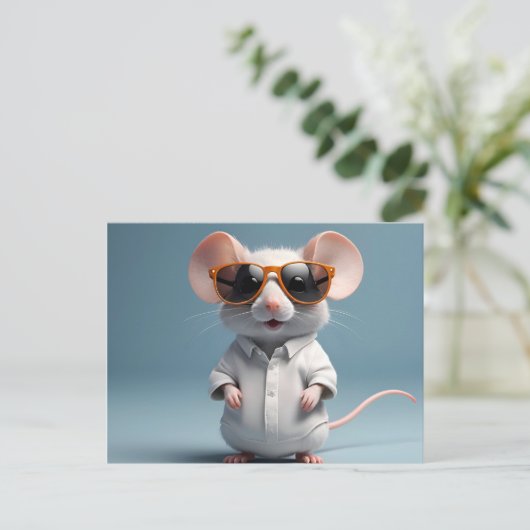 Carte Postale Souris drôle avec lunettes (Debout devant)