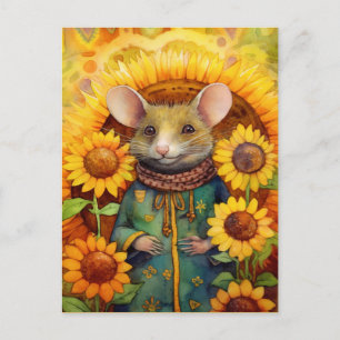 Carte Postale Souris du jardin de tournesols 1 de 17