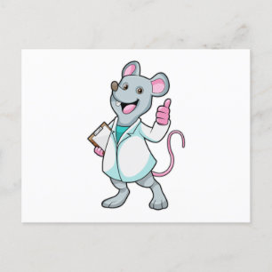 Carte Postale Souris en docteur avec blouse de médecin