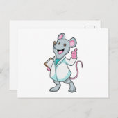 Carte Postale Souris en docteur avec blouse de médecin (Devant / Derrière)