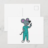 Carte Postale Souris en infirmière à la vaccination avec une ser (Devant / Derrière)