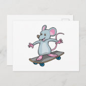 Carte Postale Souris en patineur avec planche à roulettes (Devant / Derrière)