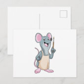 Carte Postale Souris en peintre avec pinceau (Devant / Derrière)