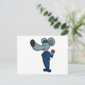 Carte Postale Souris en policier avec Donut (Debout devant)