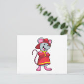 Carte Postale Souris en pompier avec casque (Debout devant)