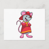 Carte Postale Souris en pompier avec casque (Devant)