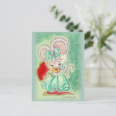 Carte Postale Souris en robe bleue (Debout devant)