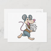 Carte Postale Souris en secrétaire avec papier (Devant / Derrière)