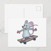 Carte Postale Souris en tant que skater avec skateboard (Devant / Derrière)