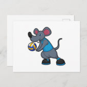 Carte Postale Souris en volleyeur avec ballon de volley (Devant / Derrière)