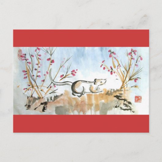 Carte postale Souris et Berries (Devant)