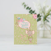 Carte Postale Souris et oiseaux Enfants Invitation d'anniversair (Debout devant)