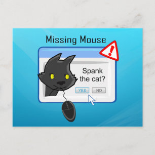 Carte Postale Souris manquante ? Frappe le chat !