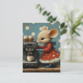 Carte Postale Souris Mignonne Prépare du Café (Debout devant)