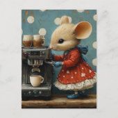 Carte Postale Souris Mignonne Prépare du Café (Devant)