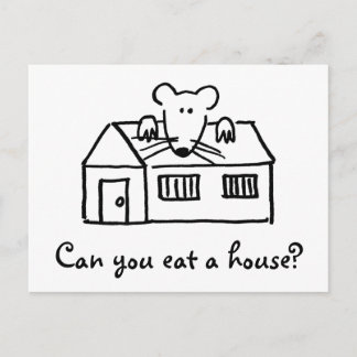 Carte Postale Souris mignonne sur la maison Art pour les enfants