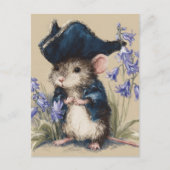 Carte Postale Souris pirate dans les fleurs (Devant)