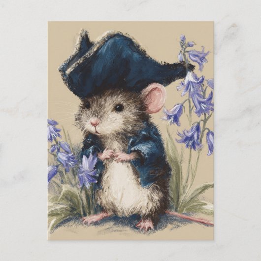Carte Postale Souris pirate dans les fleurs (Devant)