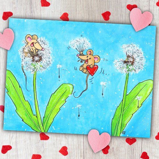 Carte Postale Souris Pissenlit