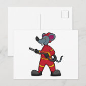 Carte Postale Souris pompier avec tuyau (Devant / Derrière)