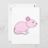 Carte Postale Souris Rose. (Devant / Derrière)