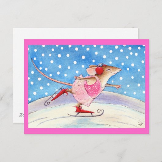 Carte Postale souris rose pâle (Devant / Derrière)