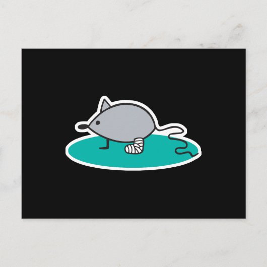 Carte Postale souris stupide avec jambe cassée (Devant)