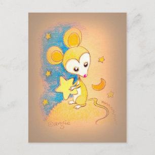 Carte Postale Souris Tenant Une Étoile