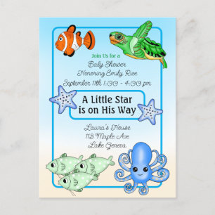Carte Postale Sous la mer   Baby Sea Creatures Baby shower